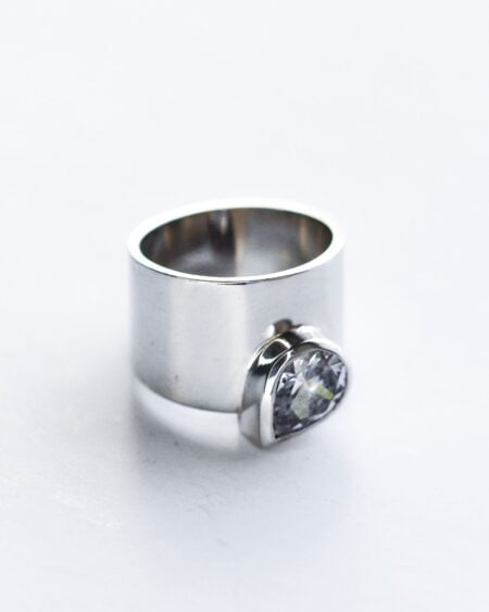 14mm Sterling Silver Pear CZ Ring - Size R