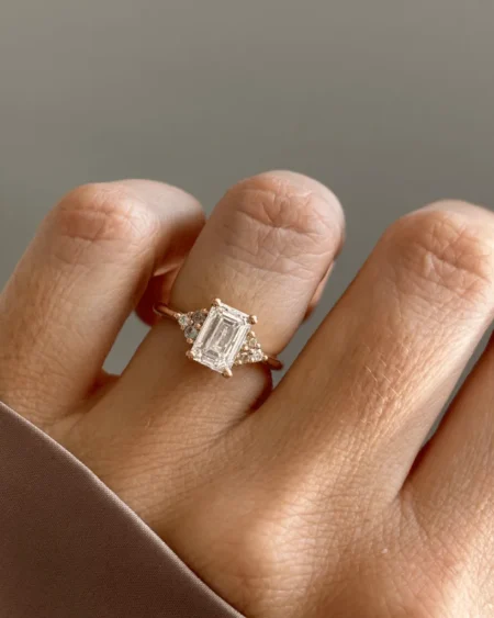 2ct Cluster Emerald Moissanite Engagement Ring
