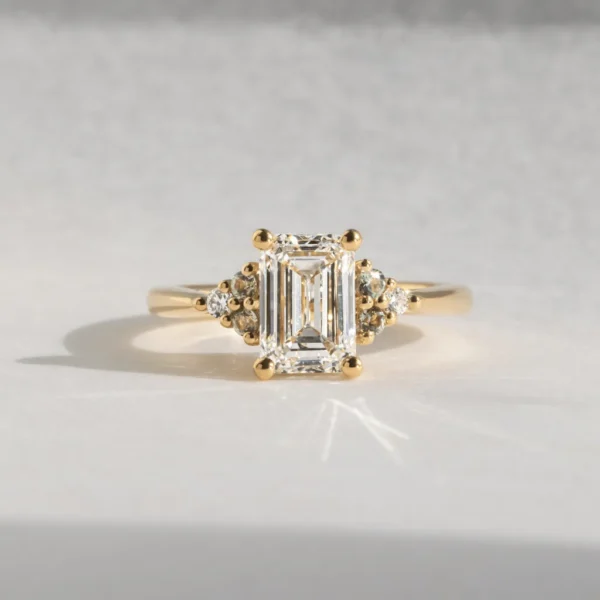 2ct Cluster Emerald Moissanite Engagement Ring Aria Jewellery