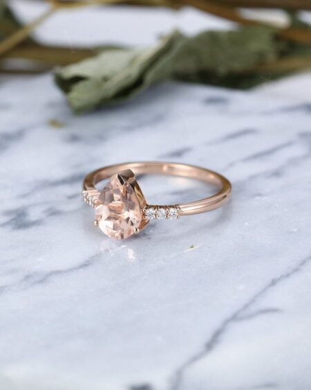 Pear Morganite Engagement Rings