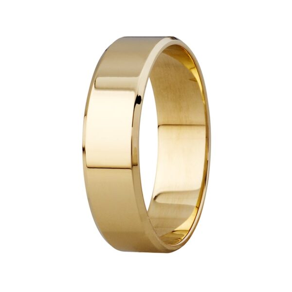 9ct Yellow Gold Polished Bevelled Edge Wedding Band (6mm)