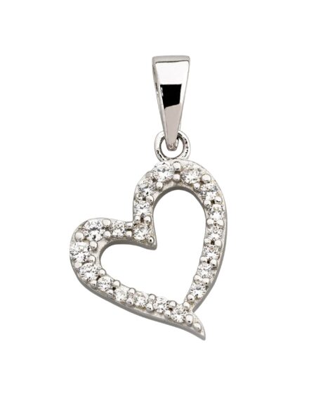 White Gold CZ Heart Pendants