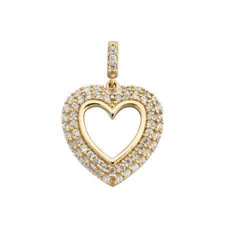 Gold CZ Pendant Heart