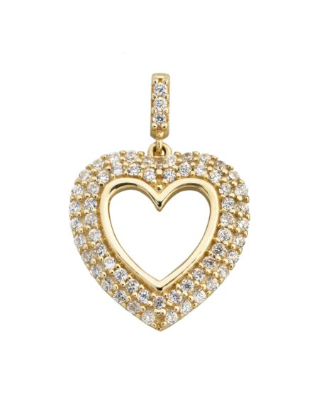 Gold CZ Pendant Heart