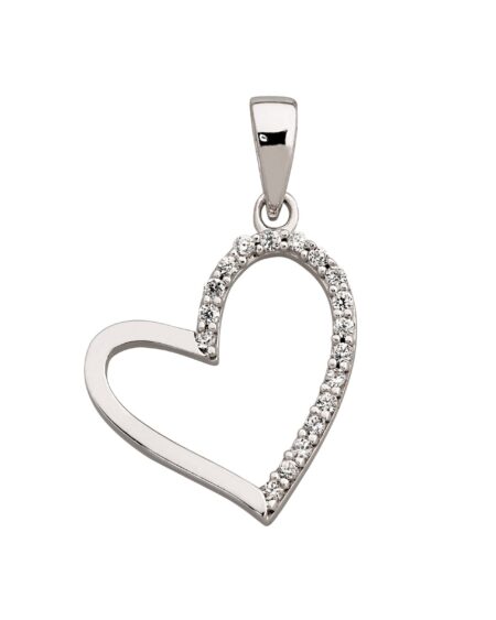 CZ Heart Pendant White Gold