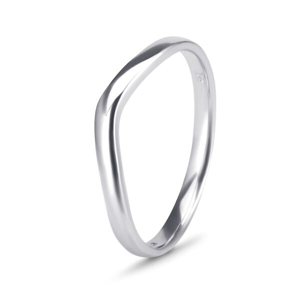 9ct White Gold Plain Curved Wedding Band-2mm