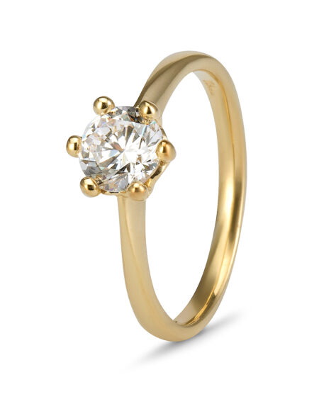 Gold 6 Claw Solitaire Ring