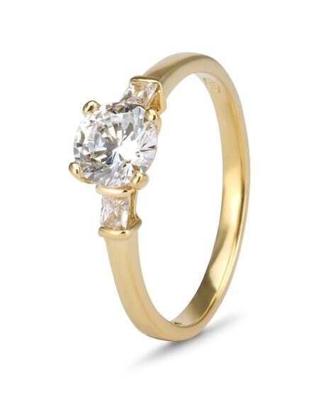 Yellow Gold Trilogy CZ Ring