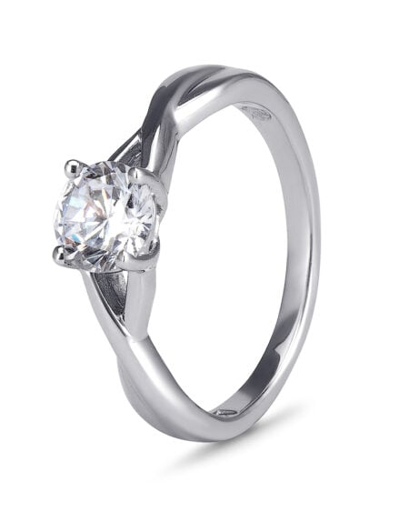 White Gold Twisted Shank Ring