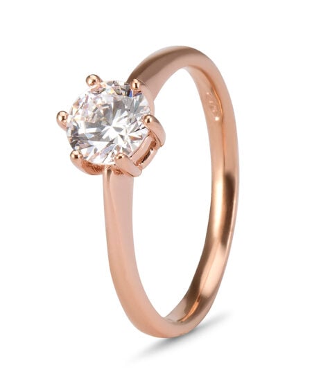 Rose Gold CZ Solitaire Ring