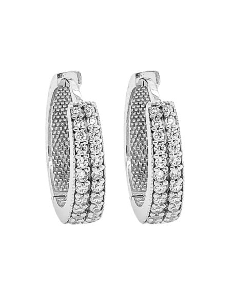 Oval White Gold Huggie Earrings