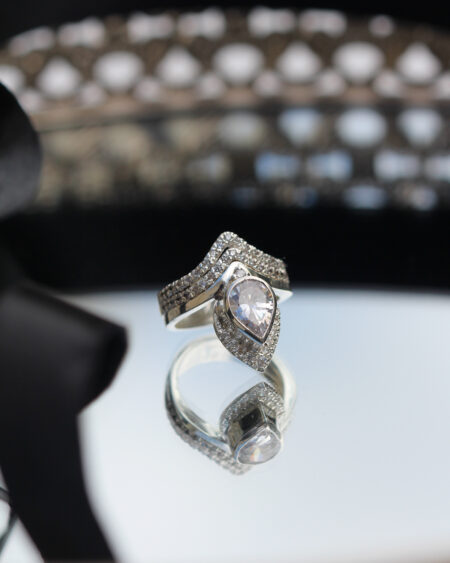 Custom Pear Sterling Silver Ring