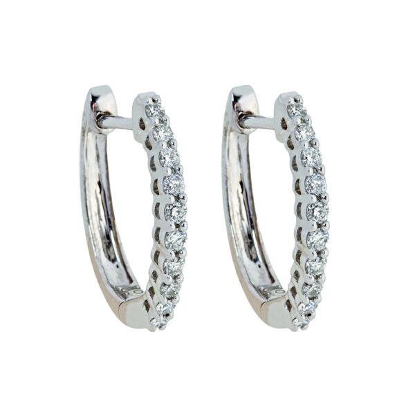 9ct white gold diamond huggie earrings set with 20 round brilliant cut diamonds