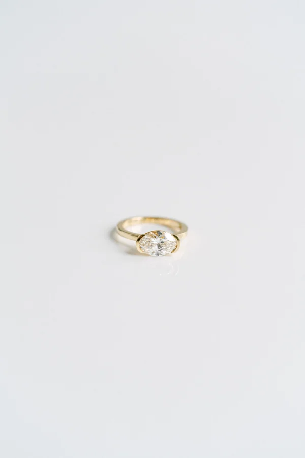 East West Oval Moissanite Half Bezel Ring South Africa