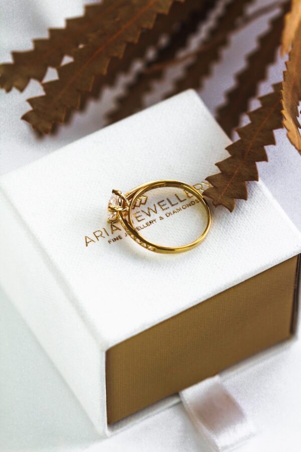 Gold CZ Princess Cut Ring Aria Jewellery