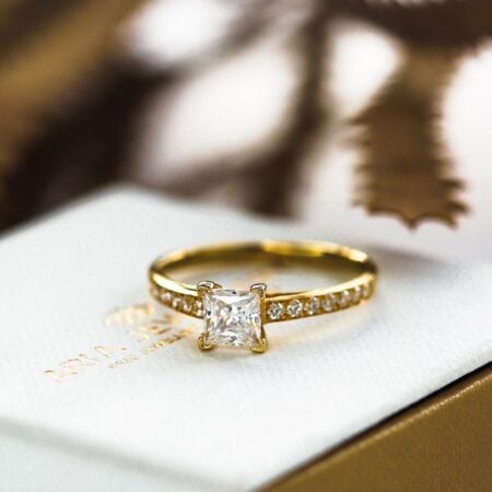 Gold CZ Princess Cut Ring