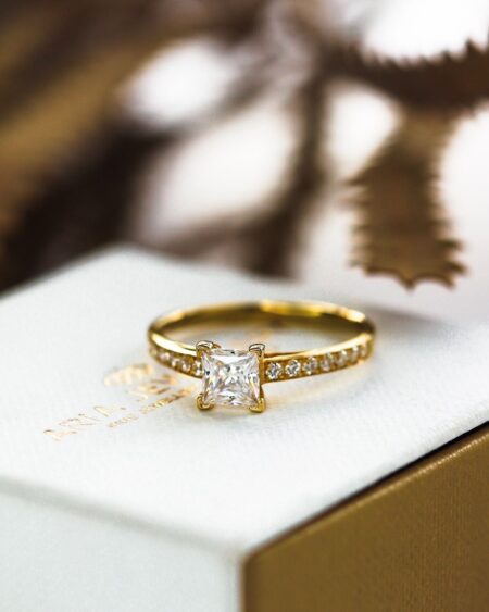 Gold CZ Princess Cut Ring