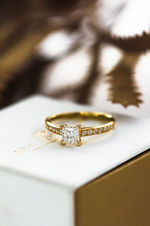 Gold CZ Princess Cut Ring