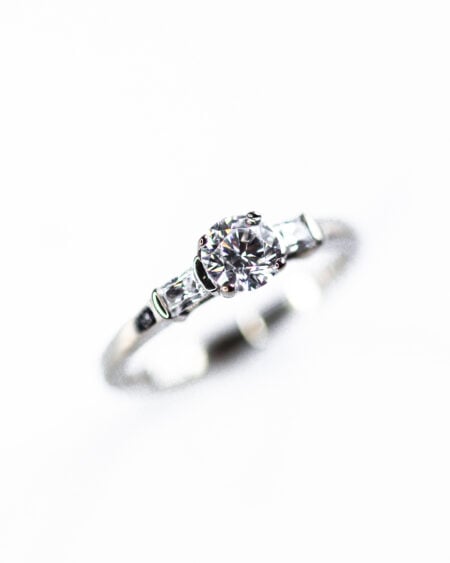 Gold CZ Tapered Baguette Engagement Ring