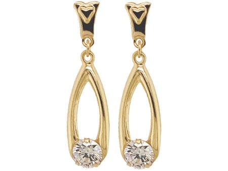 Gold Drop CZ Earrings