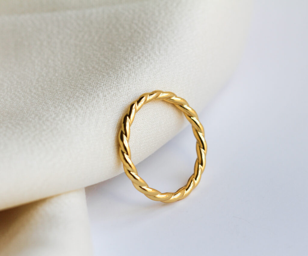 Caphe Rop Ring Gold Plated Silver Rope Ring, Silver Rings South Africa, Silver Rings