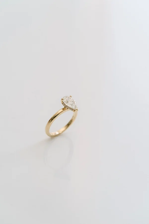 Hidden Halo Pear 1.5ct Moissanite Ring