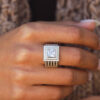 Sterling Silver Princess Double Halo Statement Ring