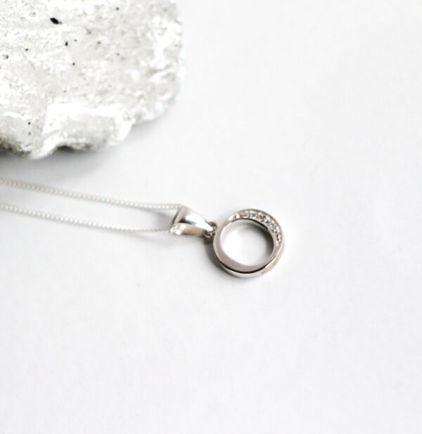 Sterling Silver and CZ Letter O Pendant Necklace