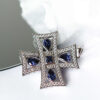 Large Silver Cross Pendant Blue