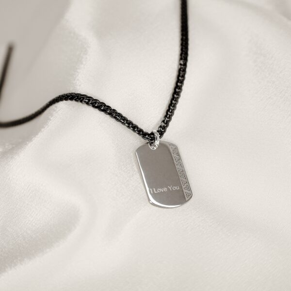 Personalised Dog Tag Necklace Black Titanium Chain
