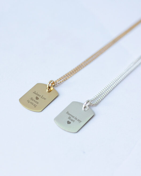 Personalised Dog Tag Necklace Engraved With Names