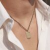 Personalised Dog Tag Necklace Gold Disc titanium Chain