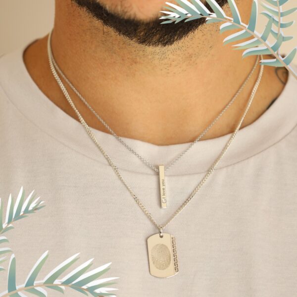 Personalised Dog Tag Necklace Silver Disc With Silver Chain