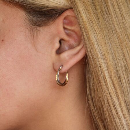 Two Tone Gold Double Hoops