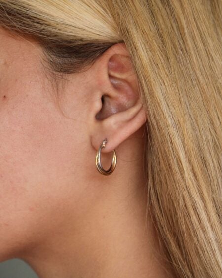 Two Tone Gold Double Hoops