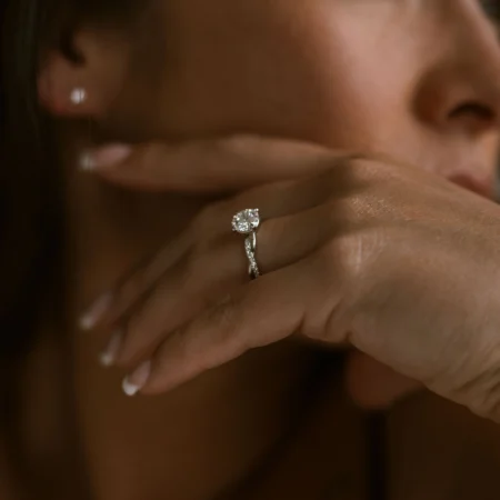 Round Solitaire Twist Band Moissanite Ring