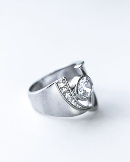STERLING SILVER ROUND TUBE CZ RING
