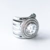 STERLING SILVER WIDE BAND RING WITH BIG CENTRE STONE