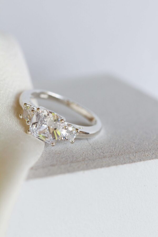 Sterling Silver Cushion Cut Engagement Ring
