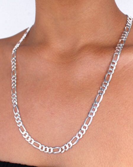 Mens 7mm Silver Figaro Chain