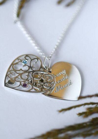 Silver Heart Personalised Necklace