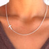 Silver Sideways Cross Necklace