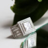 Silver Princess Double Halo Statement Rings