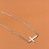 Sterling Silver Sideways Cross Necklace