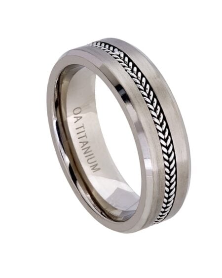 Titanium Ring With Inlay Pattern