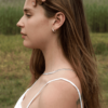 Tri Colour Gold Triple Hoop Earrings – 10mm__Model