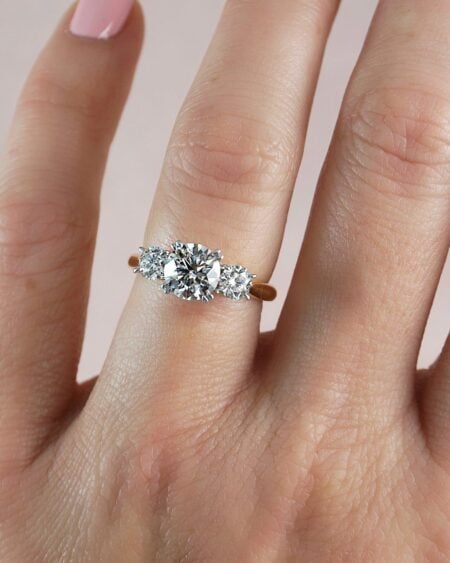 Two-Tone Moissanite Trilogy Ring