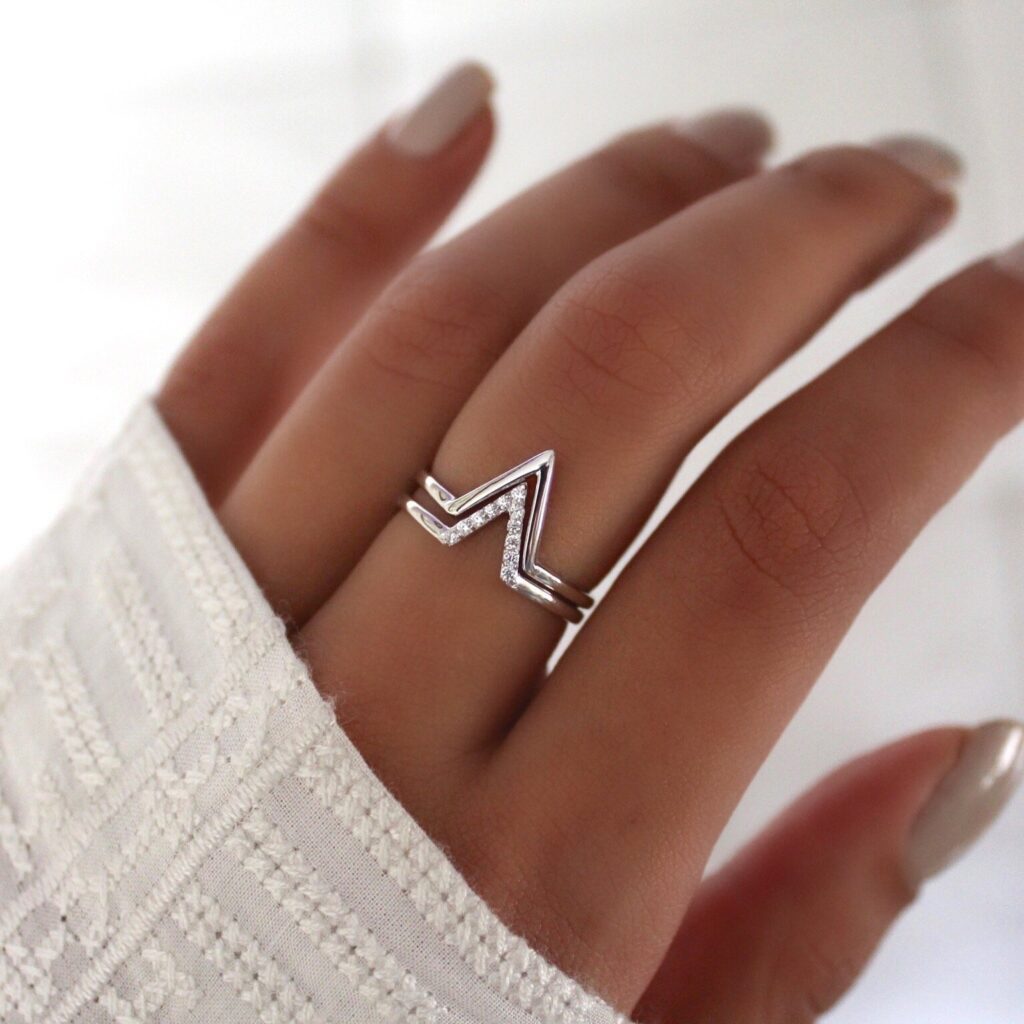 Sterling Silver Chevron Ring Set, Silver Rings South Africa