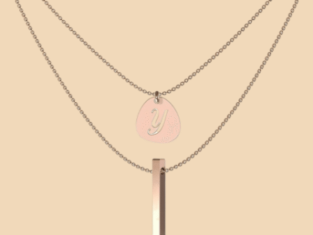 Personalised Layered Vertical Bar and Initial Pendant Necklaces