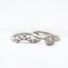 Moissanite Crown and Bezel Wedding Ring Set